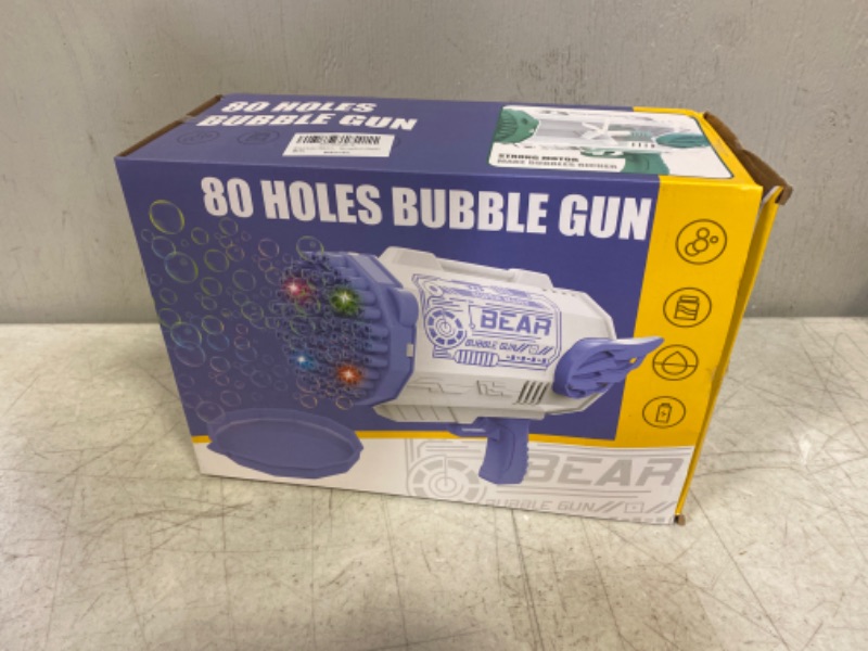 Photo 3 of 80 Hole Bubble Gun with Bubble Solution for Kids That Can Make Massive Bubbles,Electronic Automatic Bubble Blower with Lights,Best Gifts for Boys and Girls,Toddler Outdoor Toys for Kids Ages 4-8 Purple