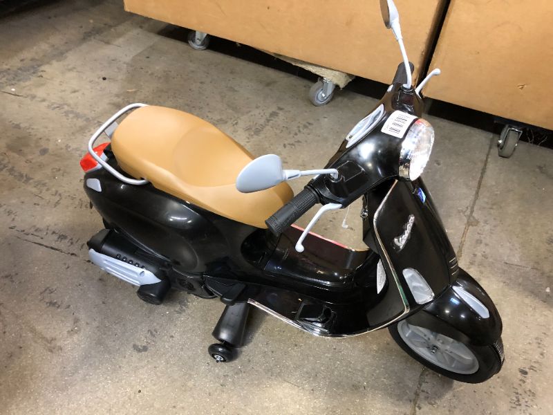 Photo 5 of Kid Trax Toddler Vespa Scooter Electric Ride On Toy, 3-5 Years Old, 6 Volt, Max Weight 60 lbs, Black, 6V (KT1419AZA)