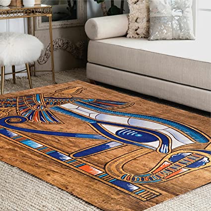 Photo 1 of ALAZA Egyptian Papyrus Horus Eye Area Rug Rugs for Living Room Bedroom 5'3"x4'