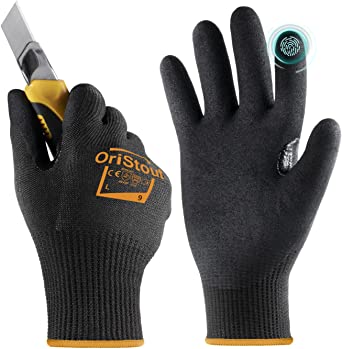 Photo 1 of toolant Level 6 Cut Resistant Work Gloves, Touchscreen, Nitrile Coated Firm Grip, for Warehouse, Gardening, Construction SIZE XL 