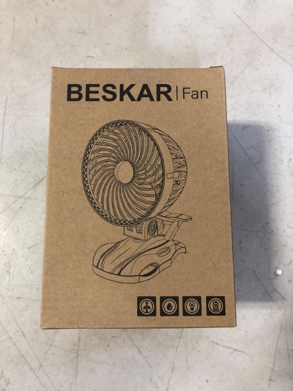 Photo 2 of BESKAR 6 inch Clip on Fan - 5000mAh Battery Rechargeable with CVT Speeds and Strong Airflow, Head Adjustable, Small Desk Fan Personal Quiet Fan for Office Stroller Outdoor  -- FACTORY SEALED --
