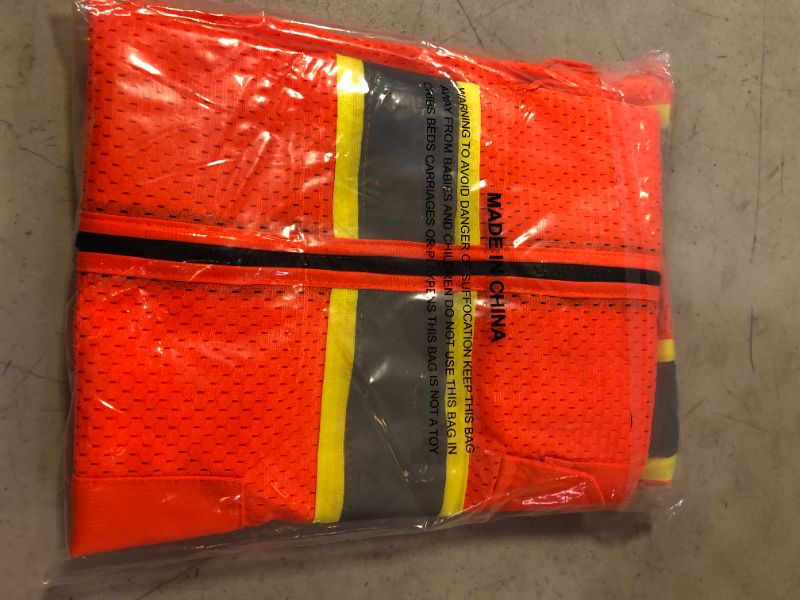Photo 2 of FONIRRA 2pcs Hi Vis Safety Mesh Vest for Men ANSI Class 2 High Visibility Reflective Work Vest with Pockets and Zipper(Orange,2XL) XX-Large Orange_2pcs