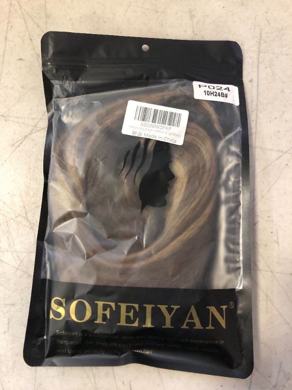 Photo 2 of Sofeiyan Long Straight Ponytail Extension 24 inch Wrap Around Ponytail Synthetic Hair Extensions Clip in Ponytail Hairpiece for Women, Golden Brown & Light Blonde 24 Inch (Pack of 1) Golden Brown & Light Blonde
