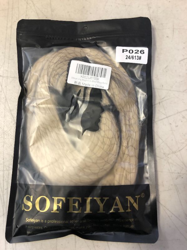 Photo 2 of Sofeiyan Long Straight Ponytail Extension 26 inch Wrap Around Ponytail Synthetic Hair Extensions Clip in Ponytail Hairpiece for Women, Light Blonde mix Bleach Blonde Evenly 26 Inch (Pack of 1) Light Blonde mix Bleach Blonde Evenly