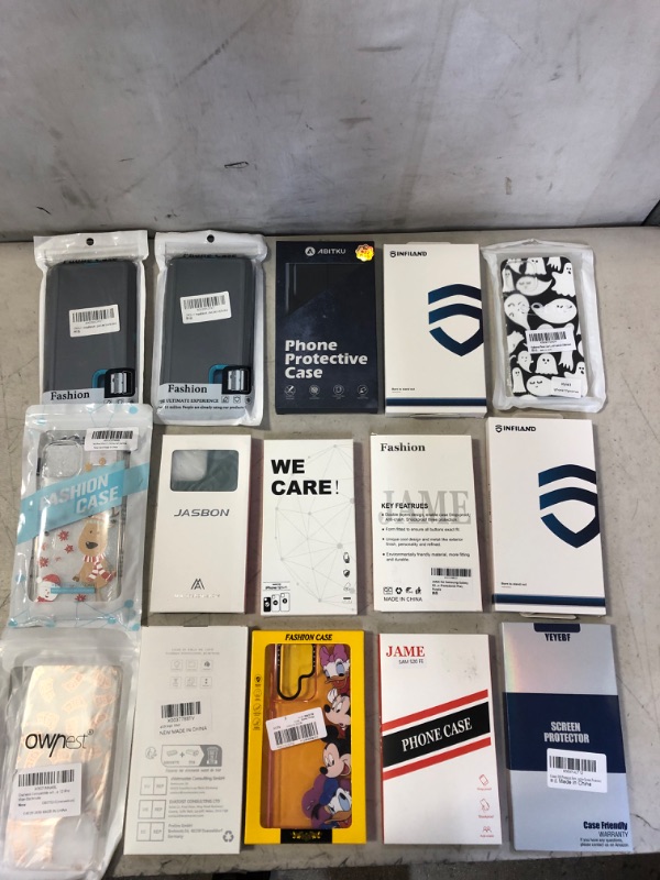 Photo 1 of 15PC LOT, PHONE CASES AND SCREEN PROTECTORS MISC ITEMS, SOLD AS IS