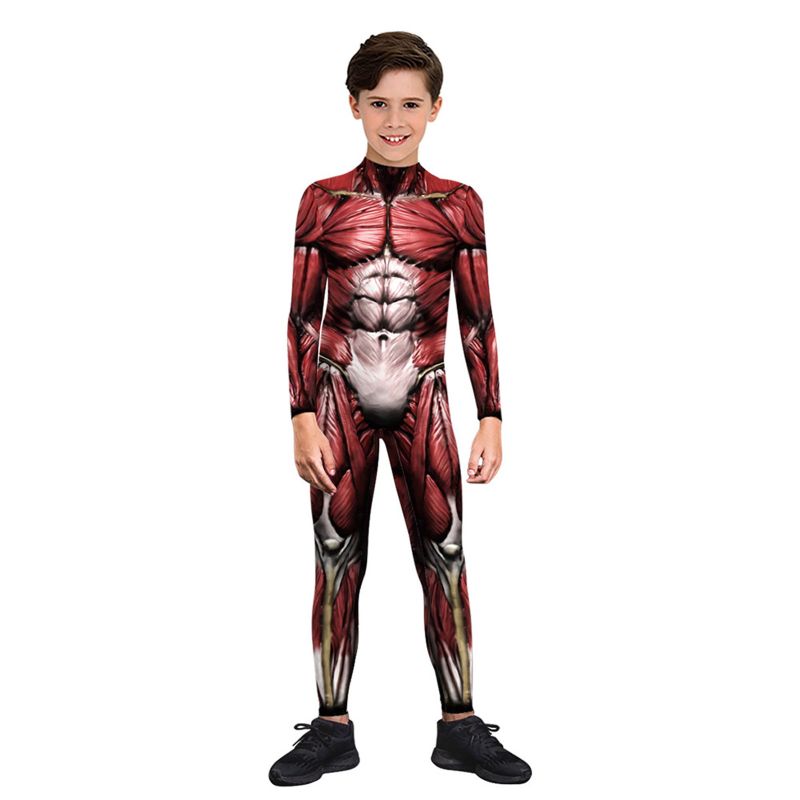 Photo 1 of YOLSUN ANIME ATTACK ON TITANS COSTUME FOR KIDS BOYS GIRLS HALLOWEEN ANIMAL MUSCLE JUMPSUIT BODYSUIT, SIZE L