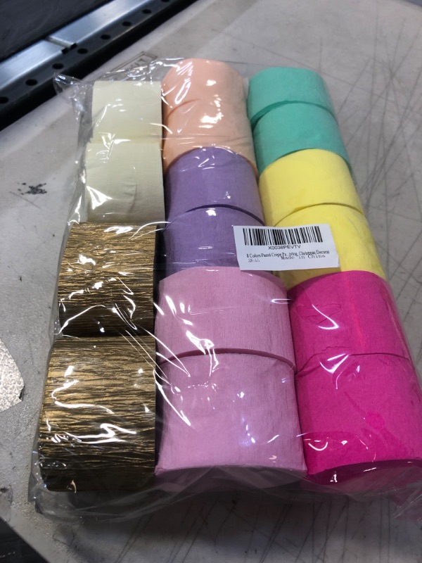 Photo 2 of 16 Rolls Crepe Paper Streamers, 8 Colors Pastel Streamers Party Supplies for Birthday Party Baby Shower Wedding Ceremony Various Large Festivals Decoration 16PCS-Pastel