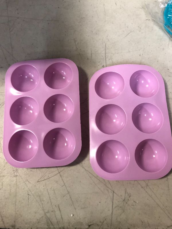 Photo 2 of 2 Pack 6-Cavity Semi Sphere Silicone Mold, Baking Mold for Making Hot Chocolate Bomb, Cake, Jelly, Dome Mousse