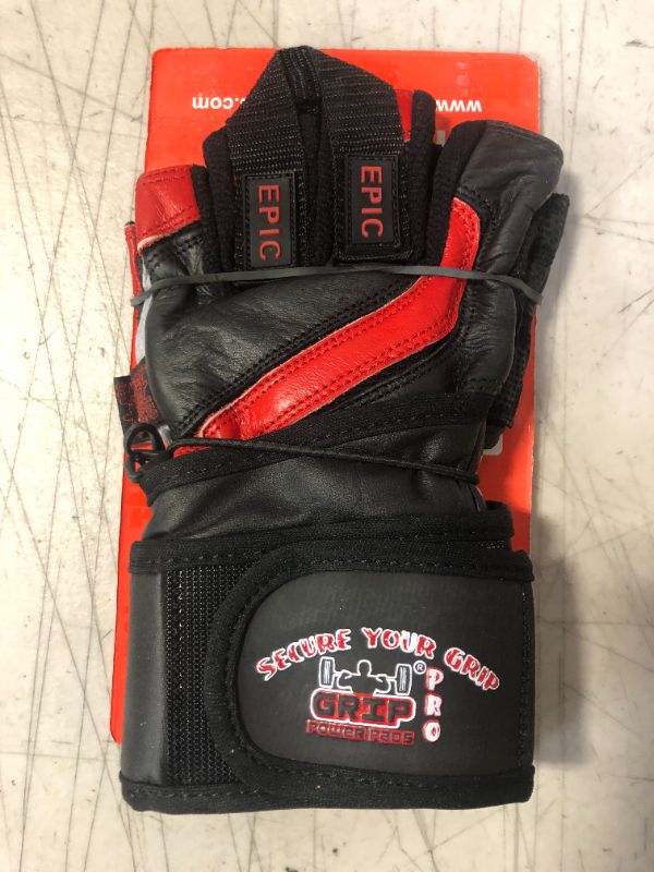 Photo 2 of SIZE XS --- Epic Leather Gym Gloves with Built in 2" Wide Wrist Wraps Grip & Design for Weightlifting Power Lifting Bodybuilding & Strength Training Workout Exercises