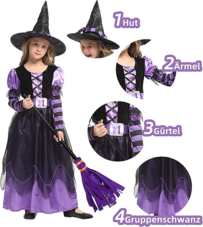 Photo 1 of SIZE SMALL -- YAWMLYE Carnival Witch costumes for Girls Cosplay costume dress with hat Fancy Party Dress Outfit