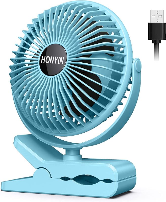 Photo 1 of HONYIN 6'' Clip on Fan, 720° Rotation Small Desk & Clip Fan, Personal Cooling Fan with Sturdy Clamp, 3 Speeds, Quiet Little Fan by USB Plug In, for Bedroom Office Desktop Treadmill