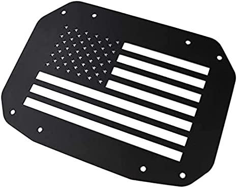 Photo 1 of kkone Black Steel USA Flag Tailgate Vent-Plate Cover Fit for 18-21 Wrangler JL