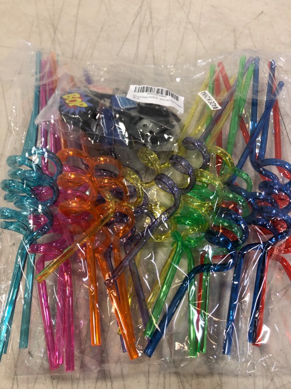 Photo 1 of 24-Pack funny words Straws with 2 Cleaning Brushes 6 Designs Perfect for Birthday Party Favors and Party Supplies