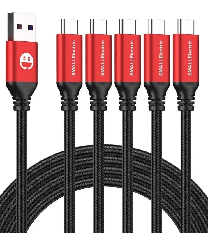 Photo 1 of Short USB Type-C Cable 5pack 12inch Fast Charging 3A Rapid Charger Quick Cord, Braided Type C to A Cable for Galaxy S10 20 9 8 Plus a10e,Note 10 9 8,LG V50 V40 G8 G7(1foot, Red)