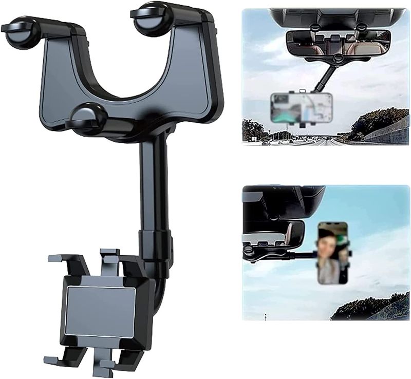 Photo 1 of 2022 Rotatable and Retractable Car Phone Holder - Rear View Mirror Phone Holder, Car Phone Holder Mount, 360-degree Rotation Adjustment, Easy to Install and Remove, for All Mobile Phones and All Car