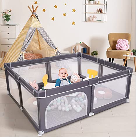 Photo 1 of Ronipic Large Playpen for Babies and Toddlers Baby Gate Playpen Outdoor Play Pen Baby Fence Play Area (71"x59"x27")