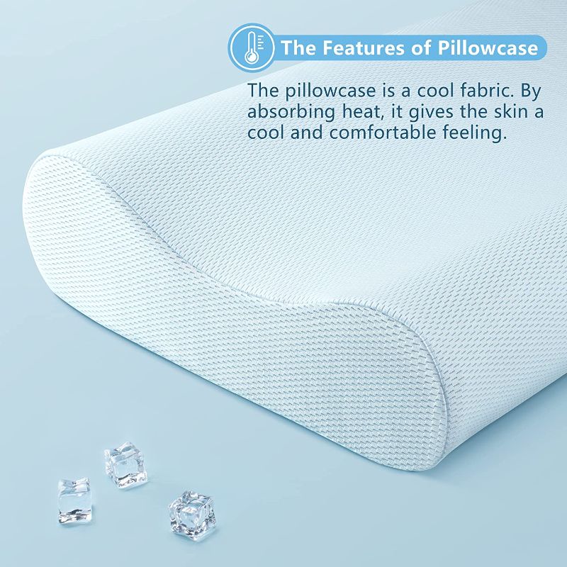 Photo 1 of AM AEROMAX Queen Size Cooling Contour Memory Foam Pillow, Cervical Pillow for Neck Pain Relief, Neck Orthopedic Sleeping Pillows for Side, Back and Stomach Sleepers.