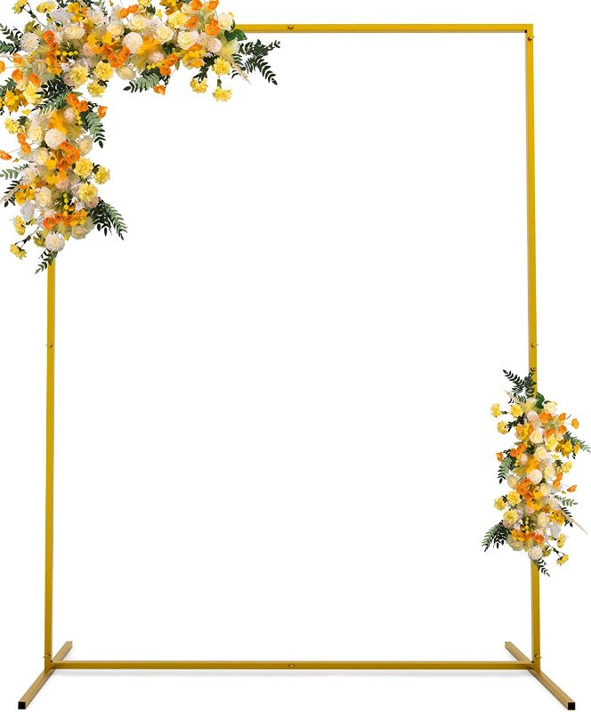 Photo 1 of 6.6FT x 5FT Gold Wedding Arches for Ceremony Rectangular Metal Balloon Arch Stand Kit Garden Floral Square Arch Frame Background for Anniversary Birthday Party Bridal Shower Decoration Home Decor
