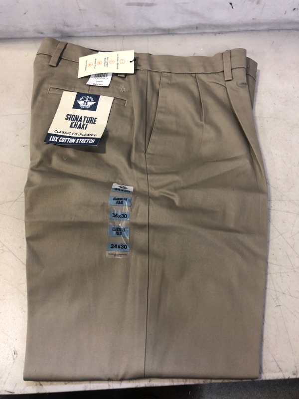 Photo 2 of Dockers Men's Classic Fit Signature Khaki Lux Cotton Stretch Pants - Pleated (Regular and Big & Tall) Regular 34W x 30L Timberwolf