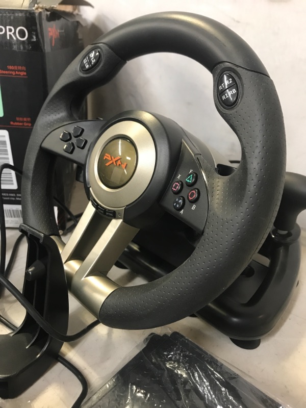 Photo 2 of Game Racing Wheel, PXN-V3II 180° Competition Racing Steering Wheel with Universal USB Port and with Pedal, Suitable for PC, PS3, PS4, Xbox One, Xbox Series S&X, Nintendo Switch - Black