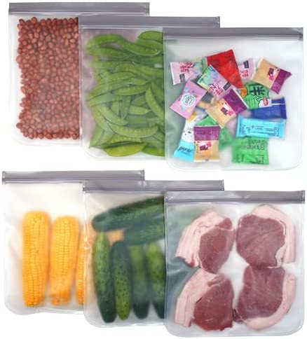 Photo 1 of 6 Pack BPA FREE Reusable silicone freezer bags, Extra Thick Reusable Storage Bags Leakproof Silicone and Plastic Free for Marinate Meats, Cereal, Sandwich, Snack, Travel Items, Home Organization