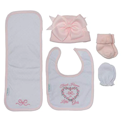 Photo 1 of LITTLE ME BABY GIFT SET 5 PIECE BIB BURP CLOTH HAT MITTENS SOCKS