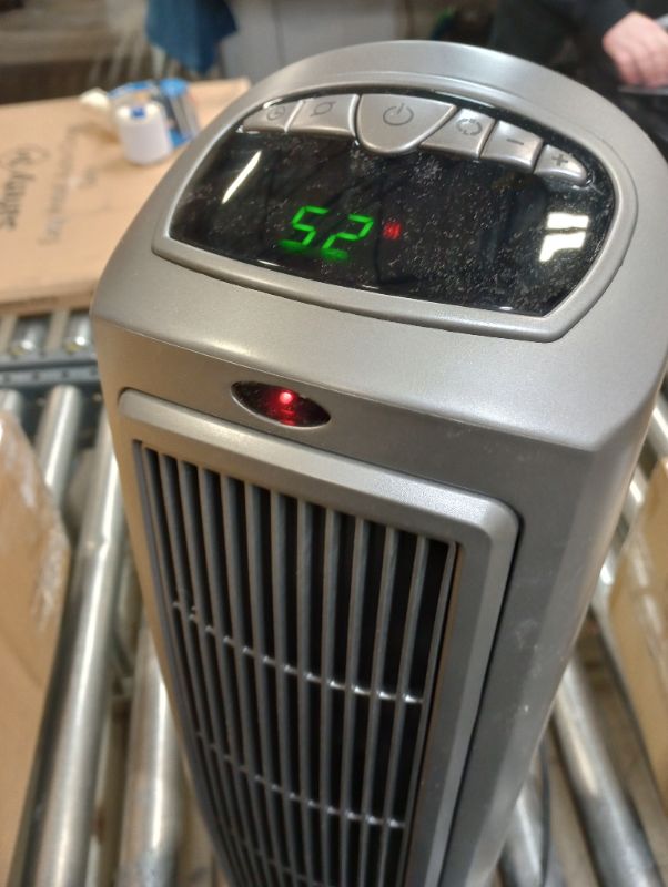 Photo 5 of Lasko 1500W Digital Ceramic Space Heater with Remote, 755320, Silver ---- minor used, dirty from previous used, turns on as shown in pictures