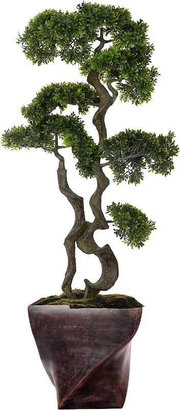 Photo 1 of 
Vintage Home Green Emerald Artificial Faux Bonsai Tree with Fiberstone Planter for Home Decor, 54.5, Black/Bronze/Tapered