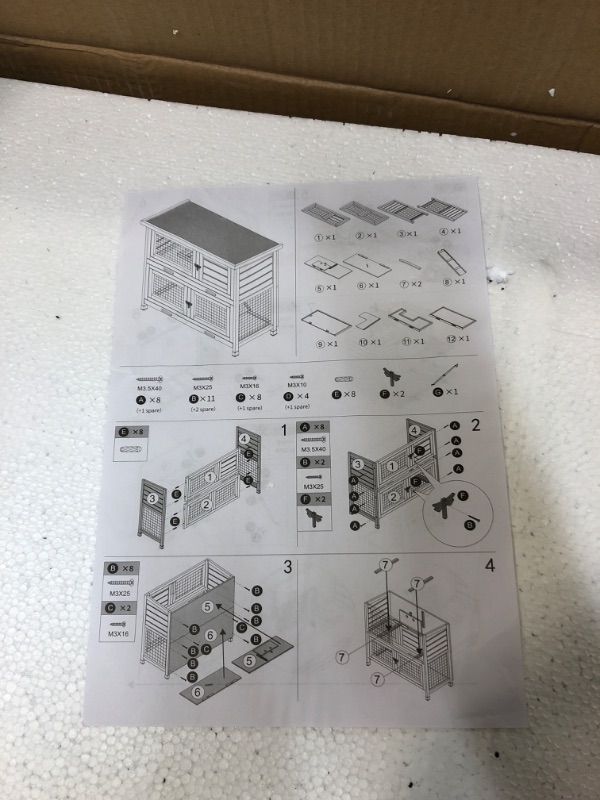 Photo 2 of 2 Story Solid Wood Rabbit/Bunny Hutch with 2 Large Main Rooms, Indoor Outdoor Rabbit House Guinea Pig Cage Pet House for Small Animals with Ventilation Door...