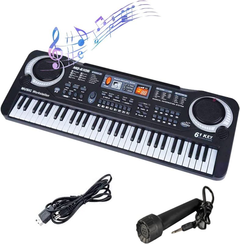 Photo 1 of 61 Key Digital Music Piano Keyboard for Kids,Portable Electronic Musical Instrument,Multi-function Keyboard with Microphone Gifts for Boys and Girls ---- minor used