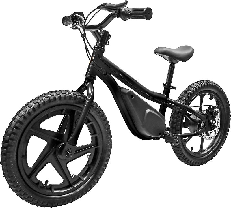 Photo 1 of M MASSIMO MOTOR 24V 350w Electric Balance Bike, Dirt Bike for Kids E16 w/Adjustable Seat Height 16" Large Wheel Aluminum Body Frame Up to 6 Hours Long Range Metal Rear Rim ---- item is new, missing some hardware