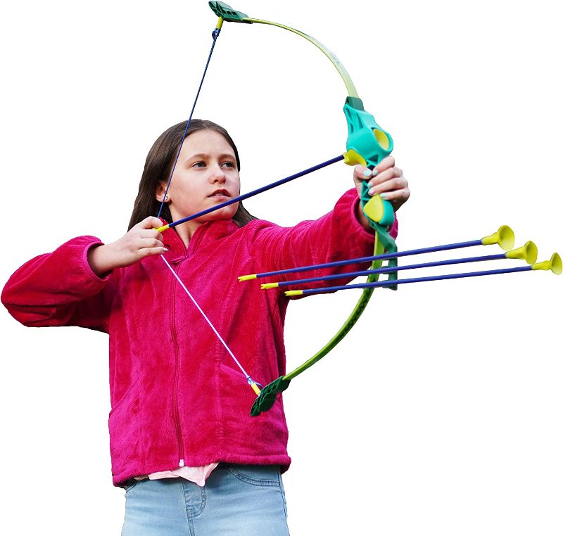 Photo 1 of Clever Warrior Bow and Arrow for Kids - Adjustable Length from 26'' to 36'' - Safe and Extremely Durable - Kids Archery Set includes 6 Suction Cup Arrows - Beginner Archery Toy for Outdoor/Indoor Play
