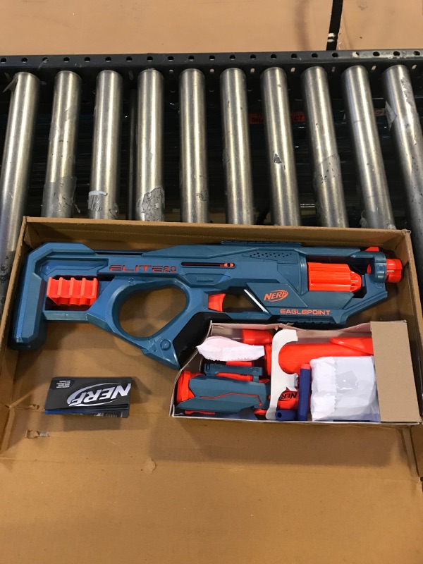 Photo 2 of NERF Elite 2.0 Eaglepoint RD-8 Blaster -- 8-Dart Drum, Detachable Scope and Barrel, 16 Official Elite Darts, Bolt Action Frustration-Free Packaging