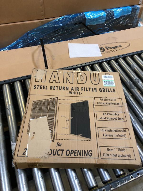 Photo 3 of 20"W x 20"H [Duct Opening Measurements] Steel Return Air Filter Grille [Removable Door] for 1-inch Filters | Vent Cover Grill, White | Outer Dimensions: 22 5/8"W X 22 5/8"H for 20x20 Duct Opening Duct Opening style: 20 Inchx20 Inch