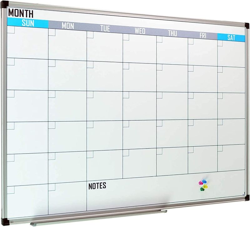 Photo 1 of XBoard Magnetic Calendar Whiteboard 60" x 40" - Monthly Calendar Dry Erase Board, White Board + Colorful Calendar Board, Silver Aluminium Framed Monthly Planning Board
