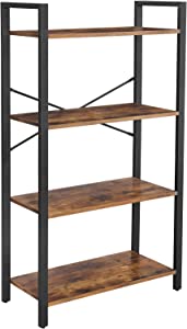 Photo 1 of  CUBICUBI Bookshelf, 4-Tier Shelving Unit, Bookcase, Book Shelf, 11.8 x 25.9 x 47.2 Inches, Rustic Brown + Black