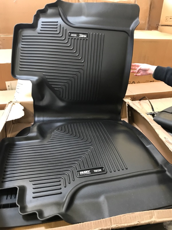 Photo 3 of Husky Liners Weatherbeater Series | Front & 2nd Seat Floor Liners - Black | 94021 | Fits 2019-2022 Chevrolet Silverado/ GMC Sierra 1500 Crew Cab New Body w/ Carpeted Factory Storage Box 3 Pcs