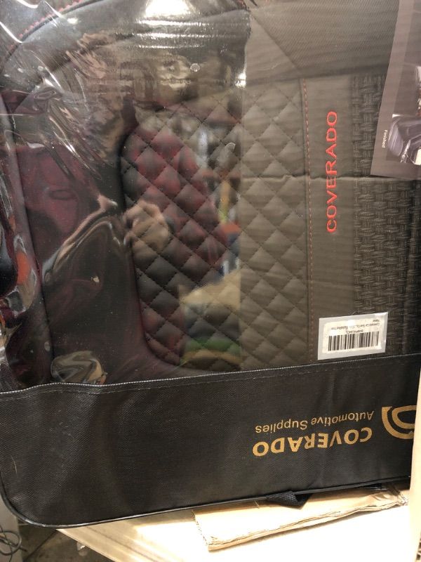 Photo 1 of Coverado Car Seat Covers, Super Breathable Faux Leather Car Seat Cushions, Waterproof Auto Interiors Full Set, Universal Fit Most Vehicles, Sedans and SUVs, Black&Red Trim B-RD