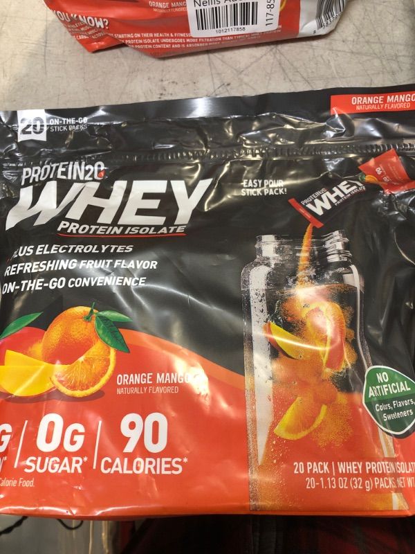 Photo 2 of BEST BY 10-2023---------------Protein2o Whey Protein Isolate, Orange Mango 20 Packs/1.13 Oz