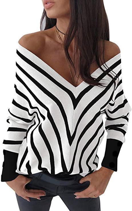 Photo 1 of Asvivid Womens Long Sleeve Turtleneck Color Block Striped Knit Sweater Fall Fashion Casual Loose Ladies Pullover Sweater Tops