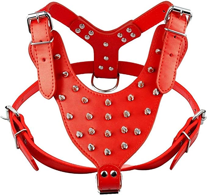 Photo 1 of 

HOOTMALL PU Leather Spiked Studded Harness Large 26"-34" Chest 28 Spikes Pit Bull (red)