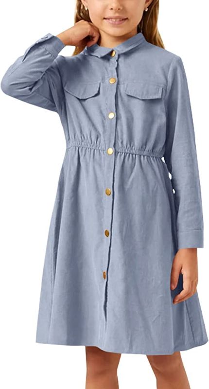 Photo 1 of Flowyair Girls' Fall Corduroy Dress Casual Collared Long Sleeve Button Down Dresses with Pockets
SIZE 12-14 YEARS
++USE STOCK PHOTO AS REFERENCE++