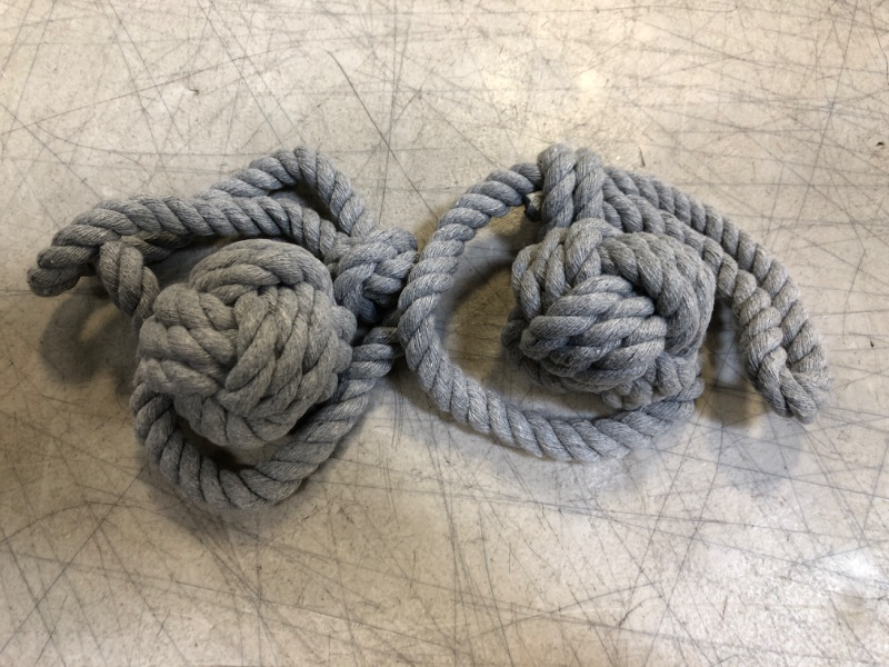 Photo 2 of 2 Pack Curtain Tiebacks Handmade Cotton Rope Tiebacks with Single Ball Curtain Rope Tiebacks,Hand Knitting Holdbacks for Blackout Curtains