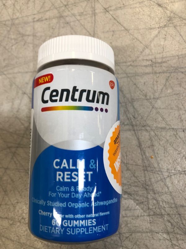 Photo 2 of Centrum Calm & Reset, Calm Gummies with KSM-66 Ashwagandha, Vitamin B12 and Vitamin B6 - 60 Adult Gummies Unflavored 60 Count  EXP 12/2022