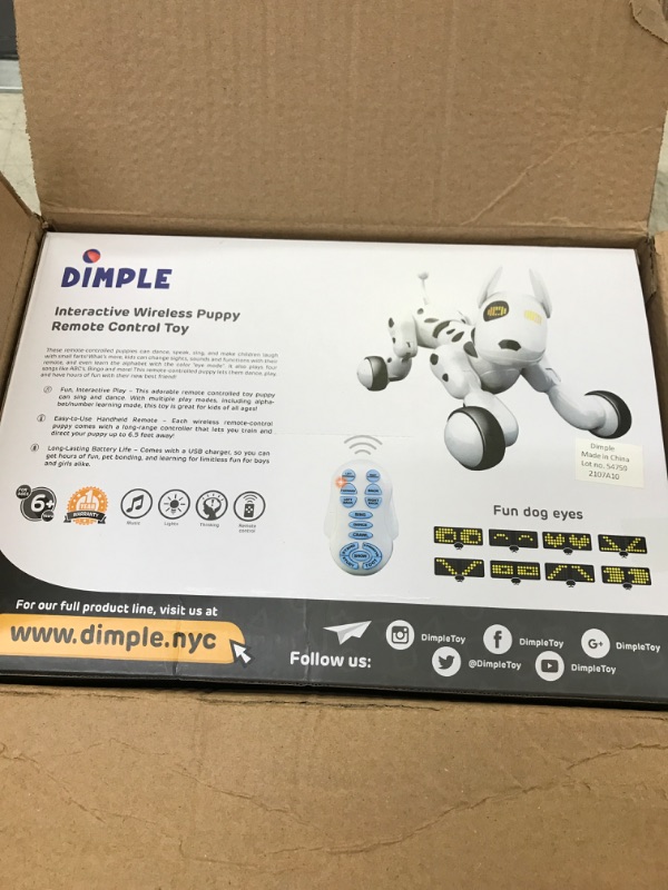 Photo 3 of Dimple DC13991 Interactive Robot Puppy with Wireless Remote Control Kids Robotic Toy Electronic Pet RC Animal Dog Toy #1 for Kids That Sings, Dances, Eye Mode, Speaks for Boys/Girls