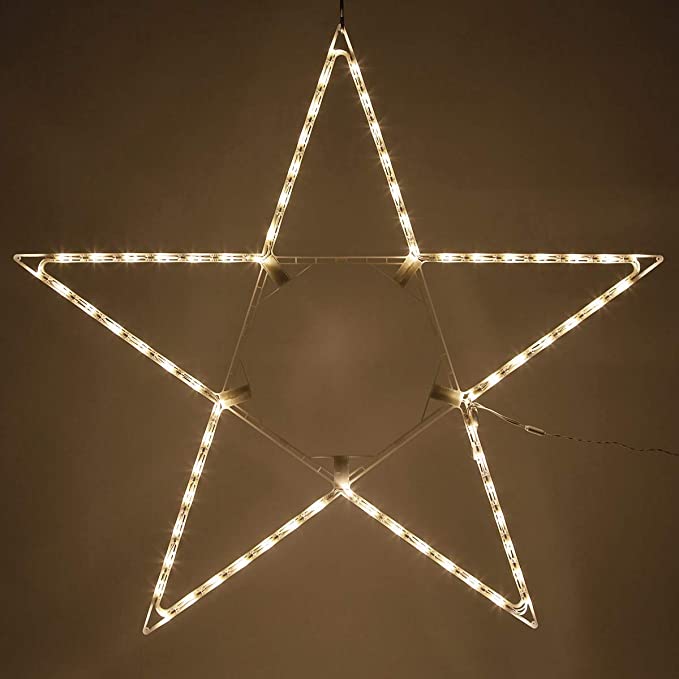 Photo 1 of  Lighted Christmas Star Outdoor Star Light, Warm White LED Christmas Star Decoration Folding Outdoor Star Decor