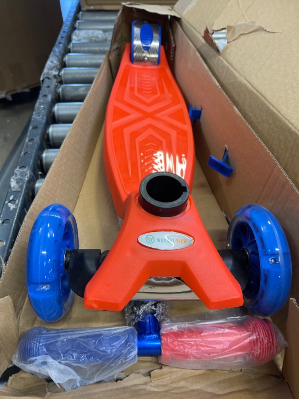 Photo 1 of 3 Wheel Scooter for Kids, Kids Scooter with Light Up Wheels, Sturdy Deck Design, and 4 Height Adjustable Suitable for Kids Ages 3-12 Blue