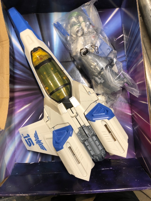 Photo 2 of Disney and Pixar Lightyear Toys, XL-15 Spaceship Vehicle with Buzz Lightyear Action Figure and Projectiles, Blast and Battle Pack???? Frustration Free Packaging