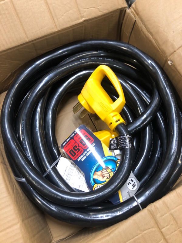 Photo 1 of Camco Extension Cord, PowerGrip Heavy-Duty Outdoor 50-Amp RV Extension Cord, 30 Feet (55195) 30' 50-Amp Cord