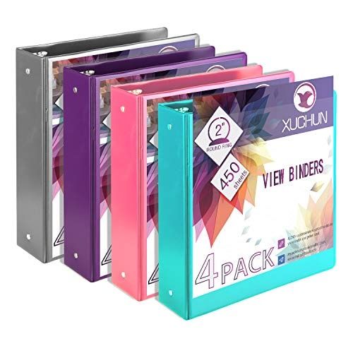 Photo 1 of 4Pack 2â?Inch Round 3 Ring Binder View Binders with 2 Pockets ,Holds 450 Sheets Assorted Colors for Office,Home ,School
XUCHUN